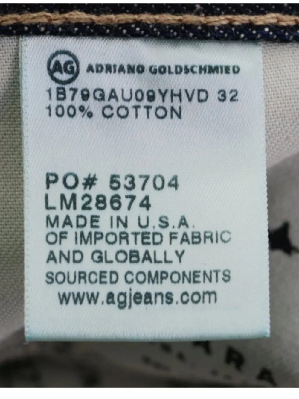 AG Pollock Slim Jeans W38 L32 Japan Heavy Selvedge Denim 15oz. Made in USA